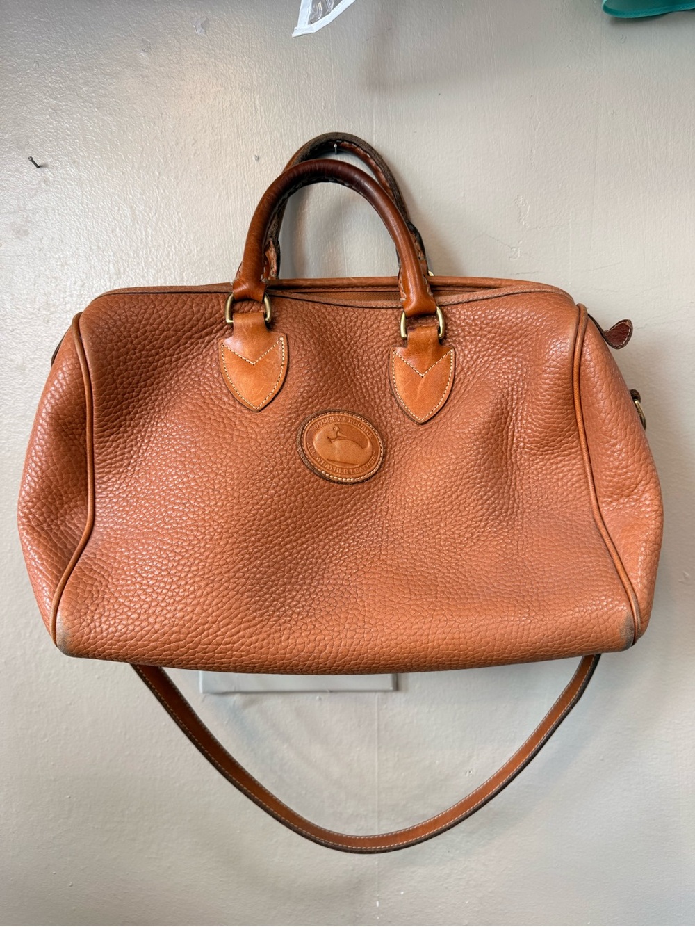 Vintage Dooney & Bourke All Weather Leather Satchel Brown Shoulder Bag
